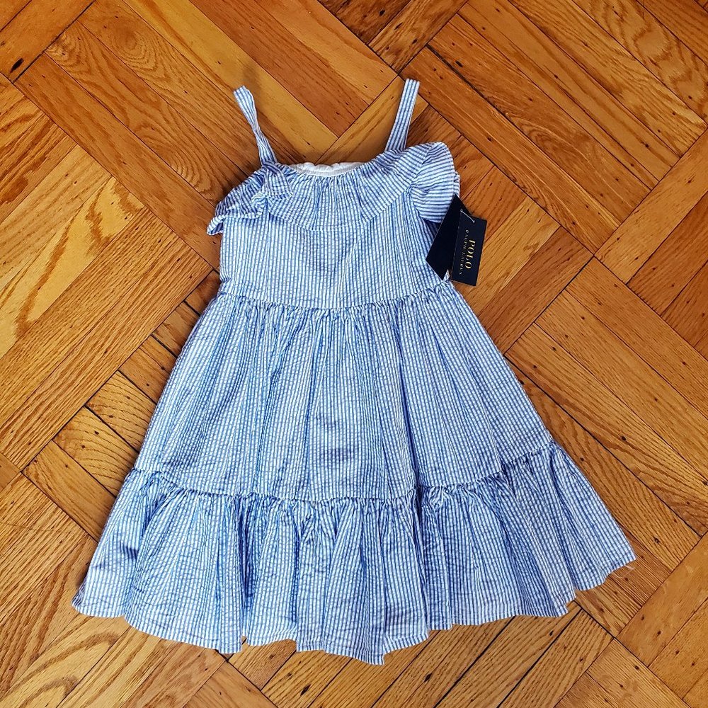 NWT Ralph Lauren Seersucker Frilled Dress Sz 5